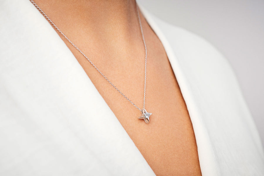 Pendentif Stardust or blanc